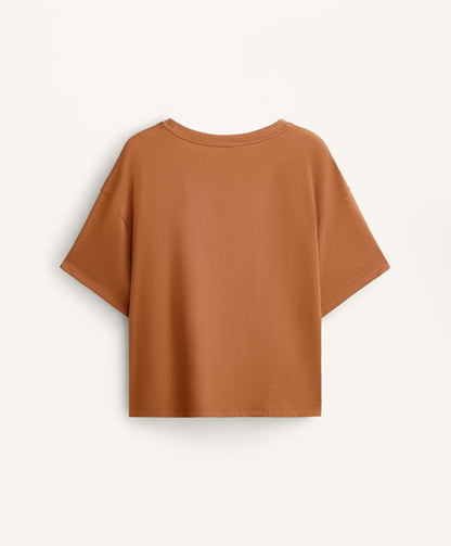 Boxy short-sleeve cotton blend T-shirt