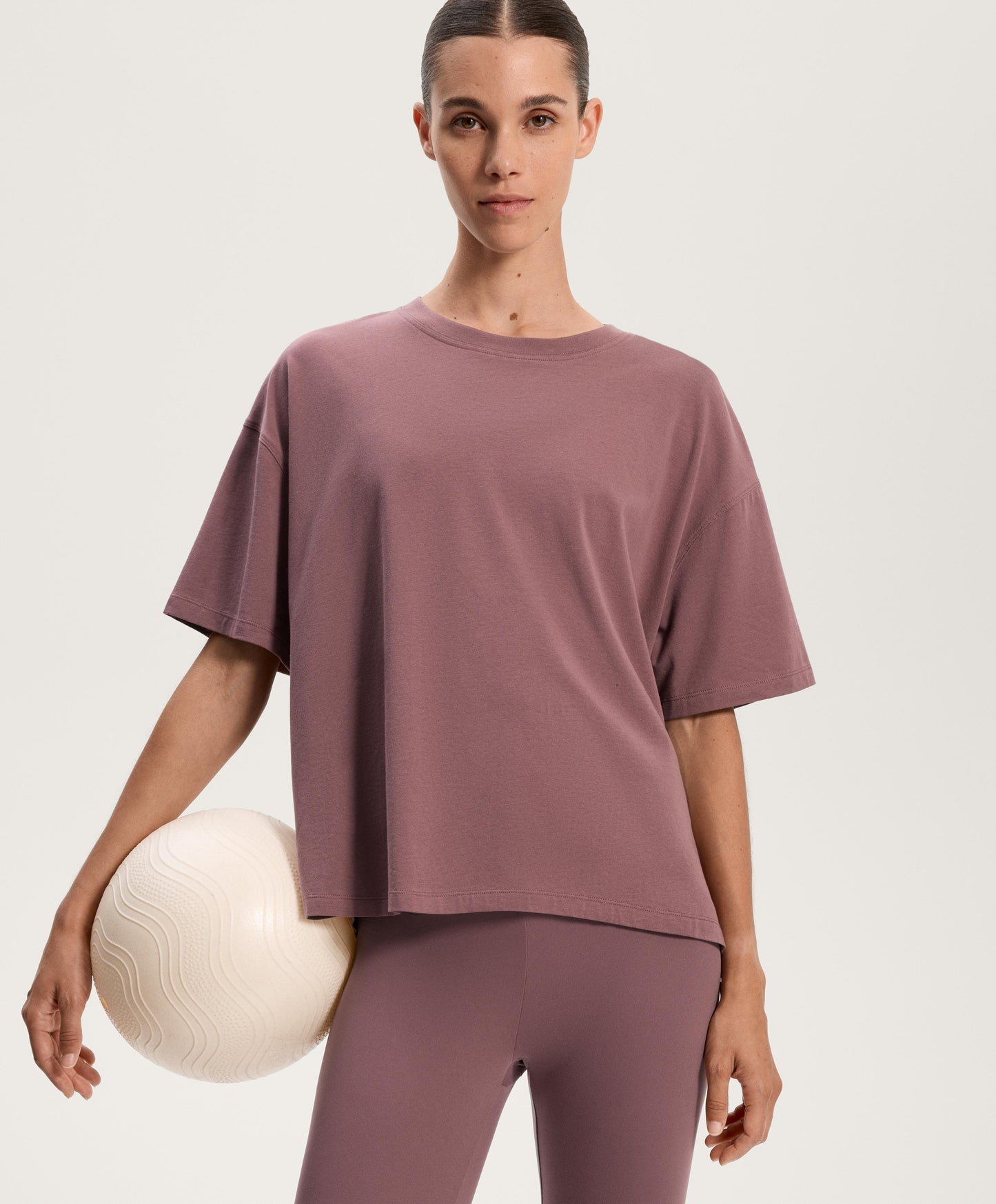 Boxy short-sleeve cotton blend T-shirt