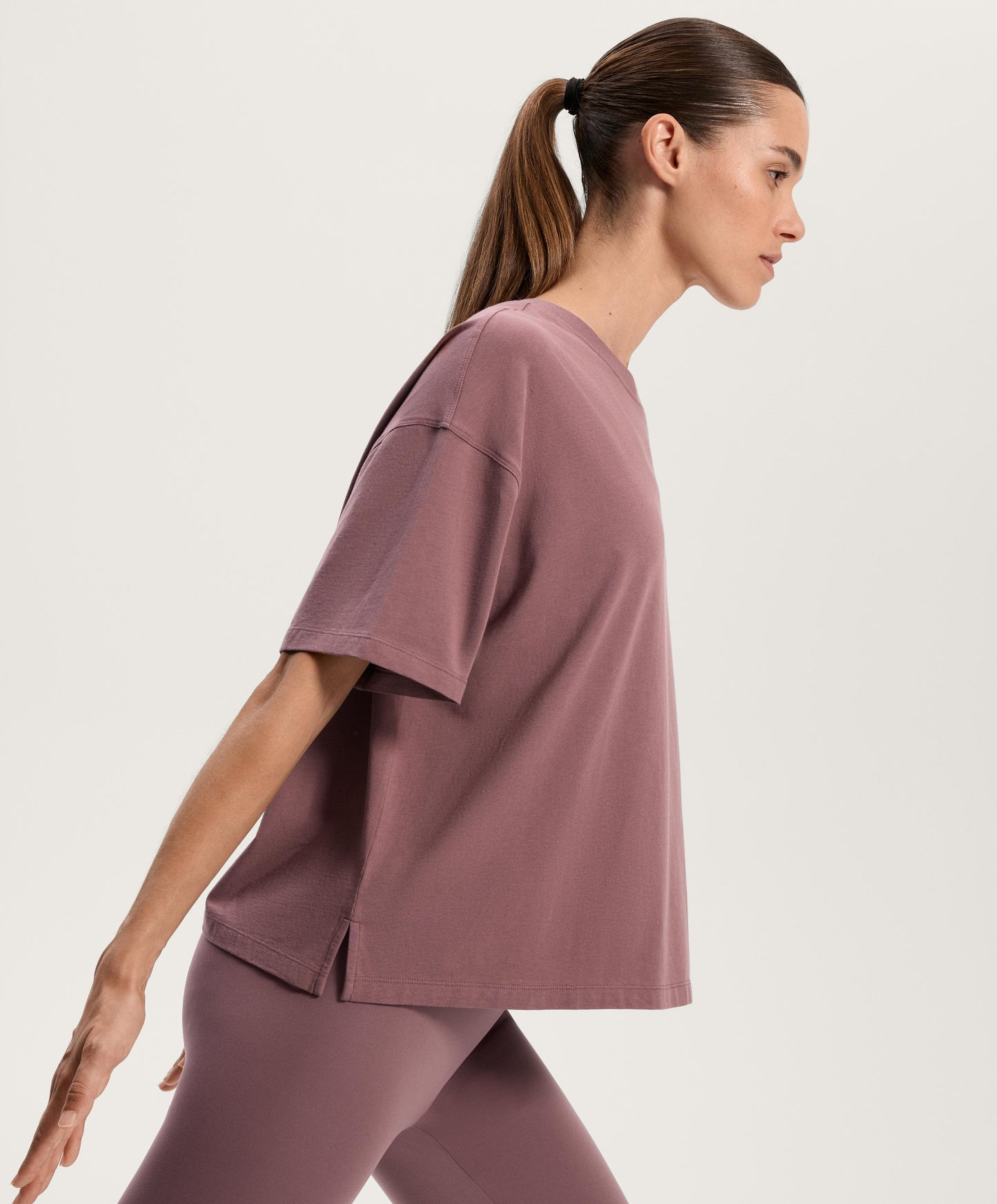 Boxy short-sleeve cotton blend T-shirt