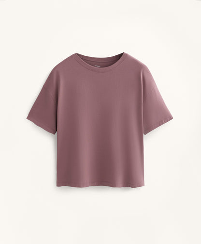 Boxy short-sleeve cotton blend T-shirt