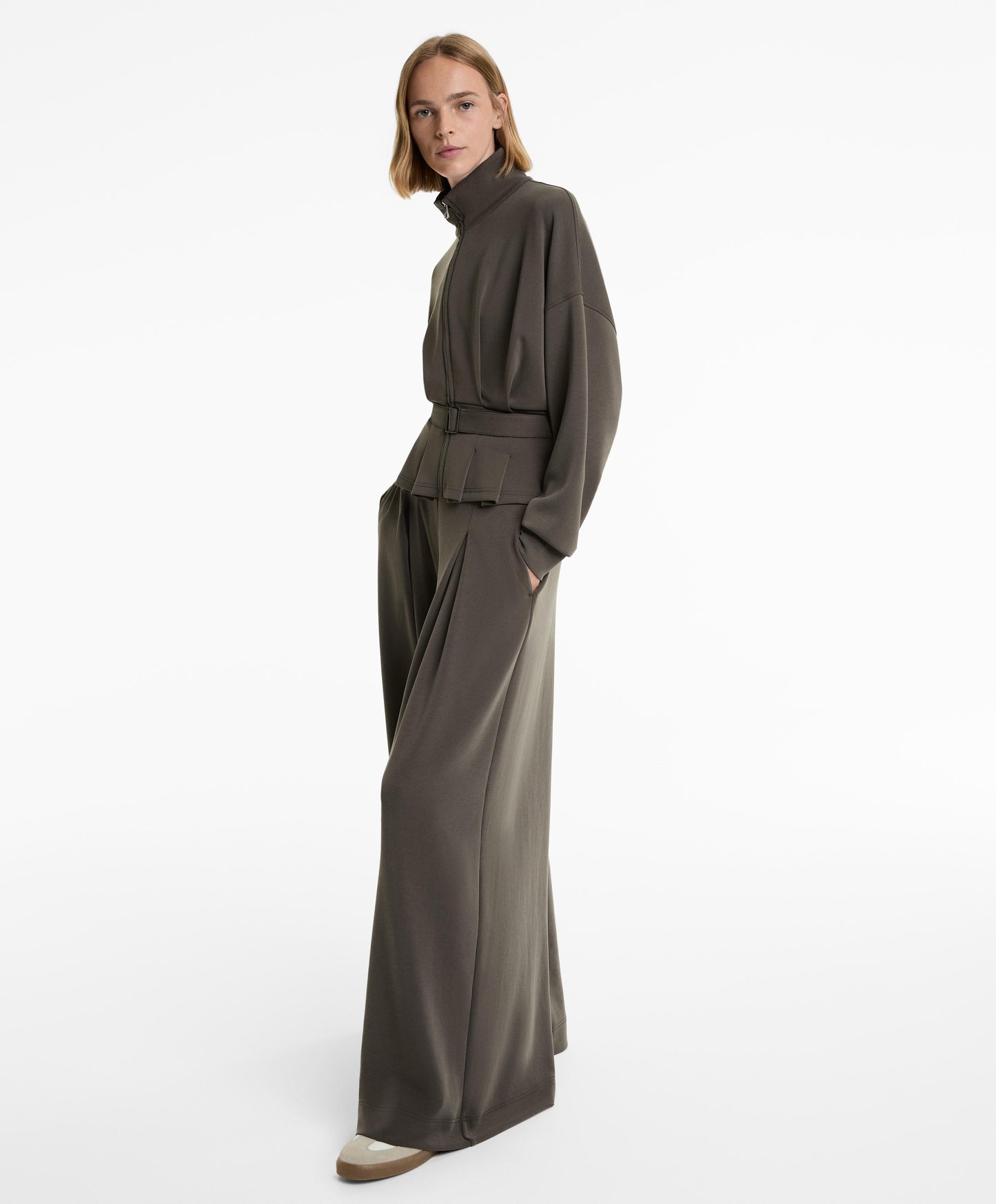 Soft-touch modal belted jacket