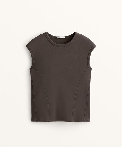 Short sleeve rib T-shirt with cotton and modal