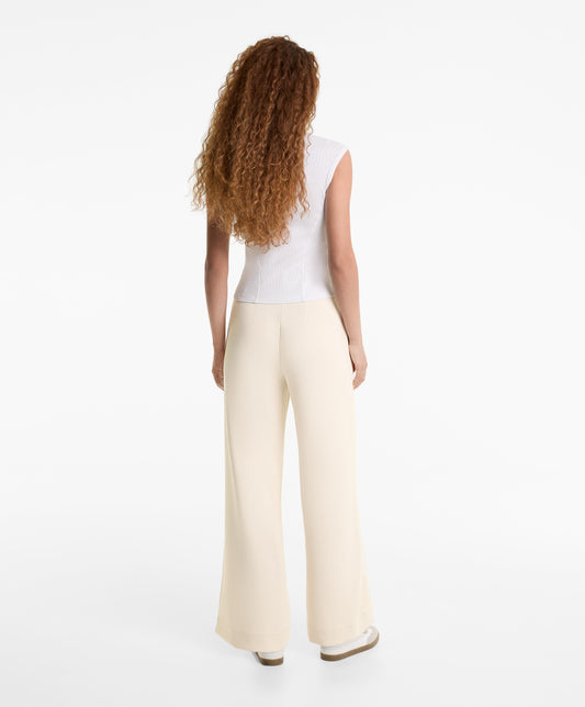 Short sleeve rib T-shirt with cotton and modal