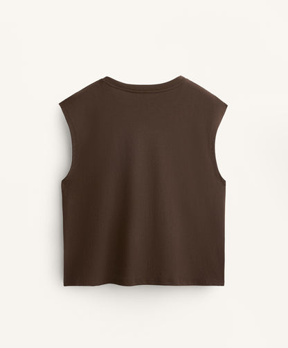 Cotton blend sleeveless T-shirt