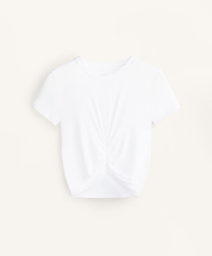 Gathered crop short sleeve T-shirt