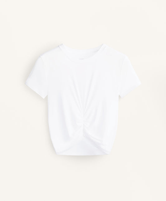 Gathered crop short sleeve T-shirt