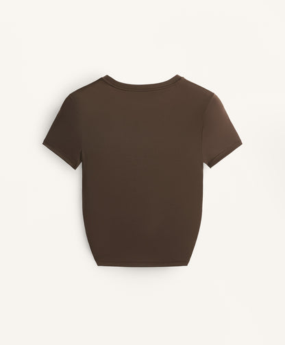 Gathered crop short sleeve T-shirt