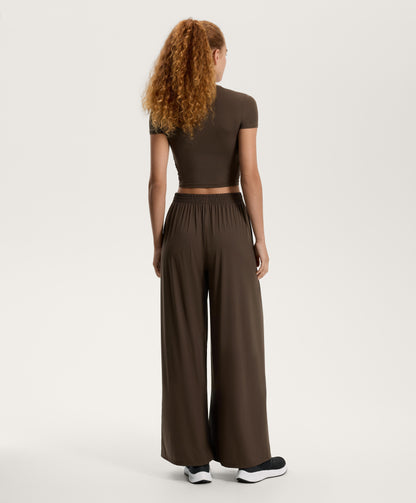 Gathered crop short sleeve T-shirt