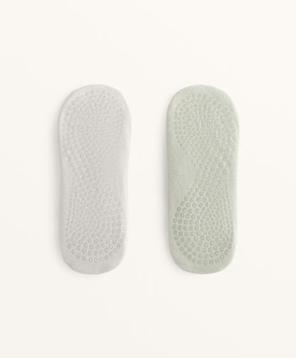 2 pairs of cotton-blend yoga and pilates socks with crossed straps