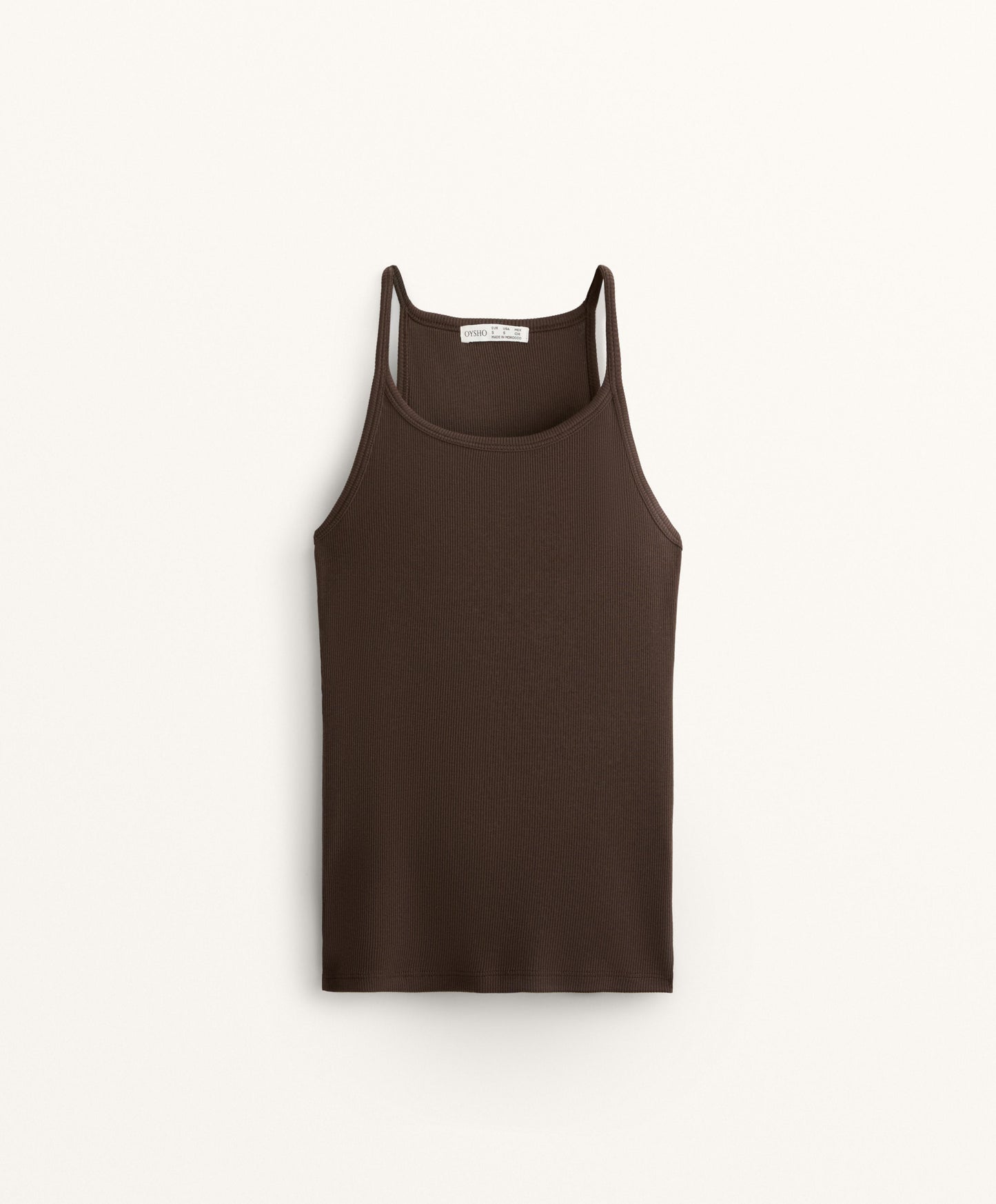 Rib vest top with thin straps in cotton and modal