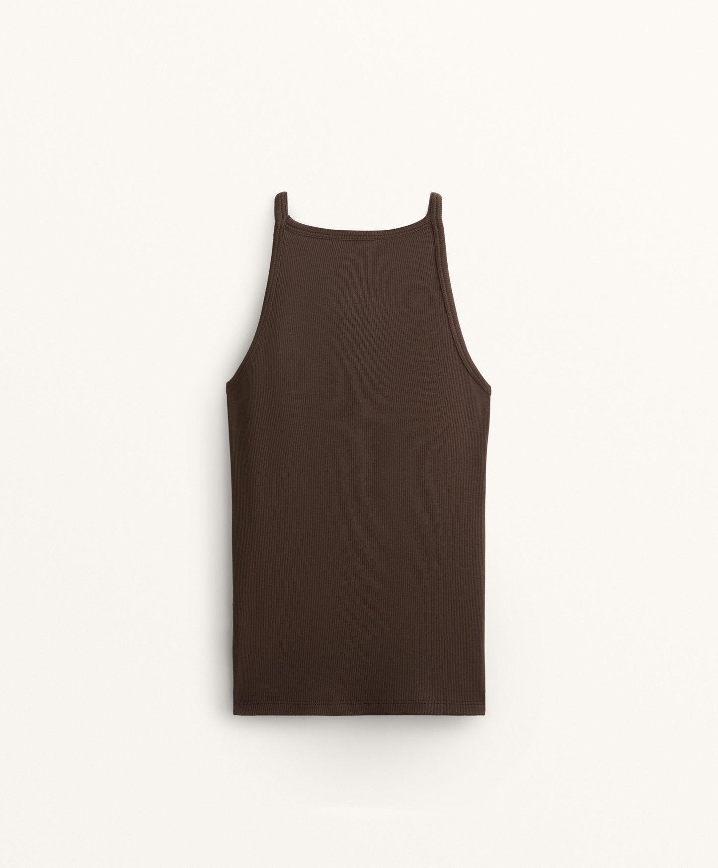 Rib vest top with thin straps in cotton and modal