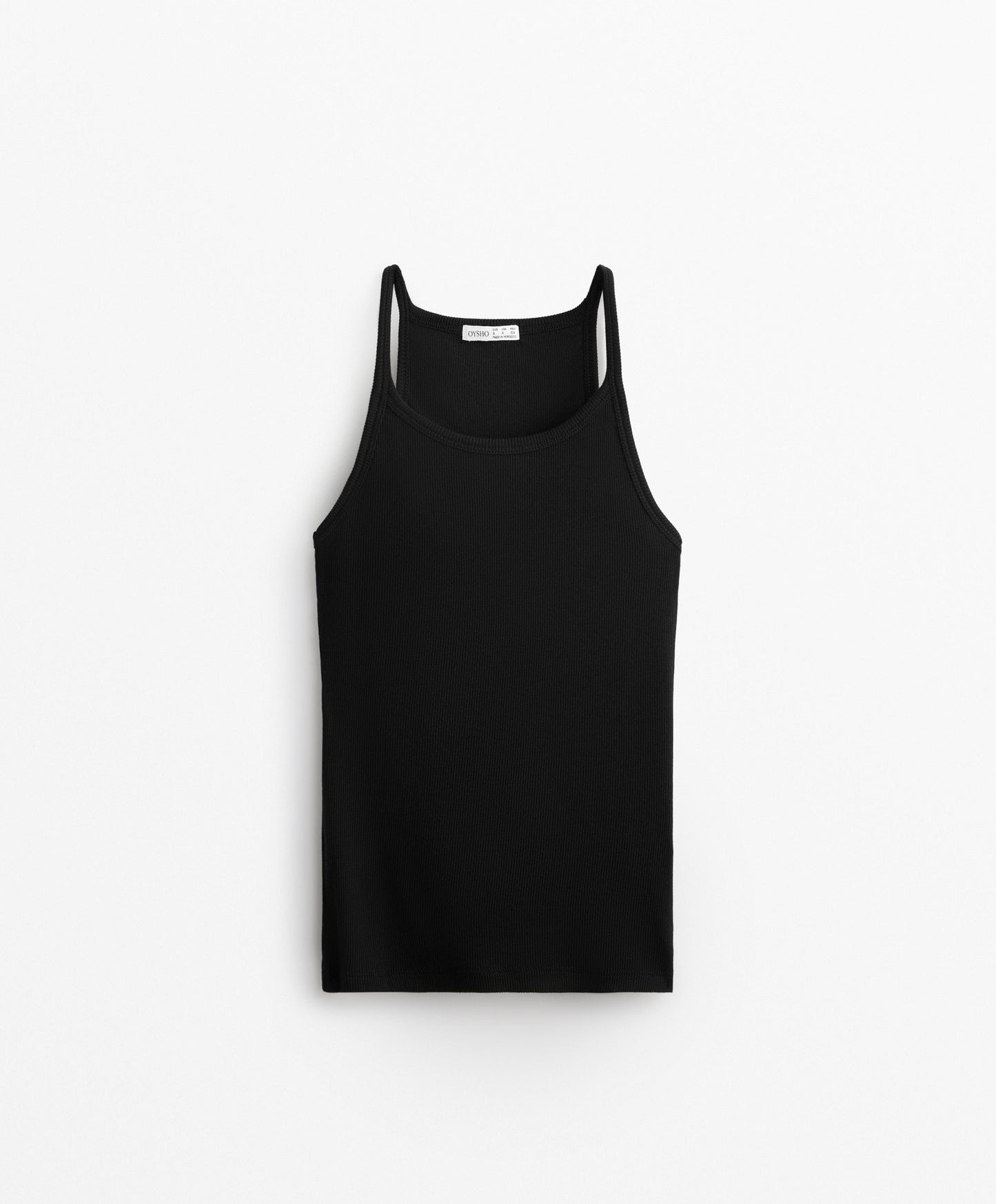 Rib vest top with thin straps in cotton and modal