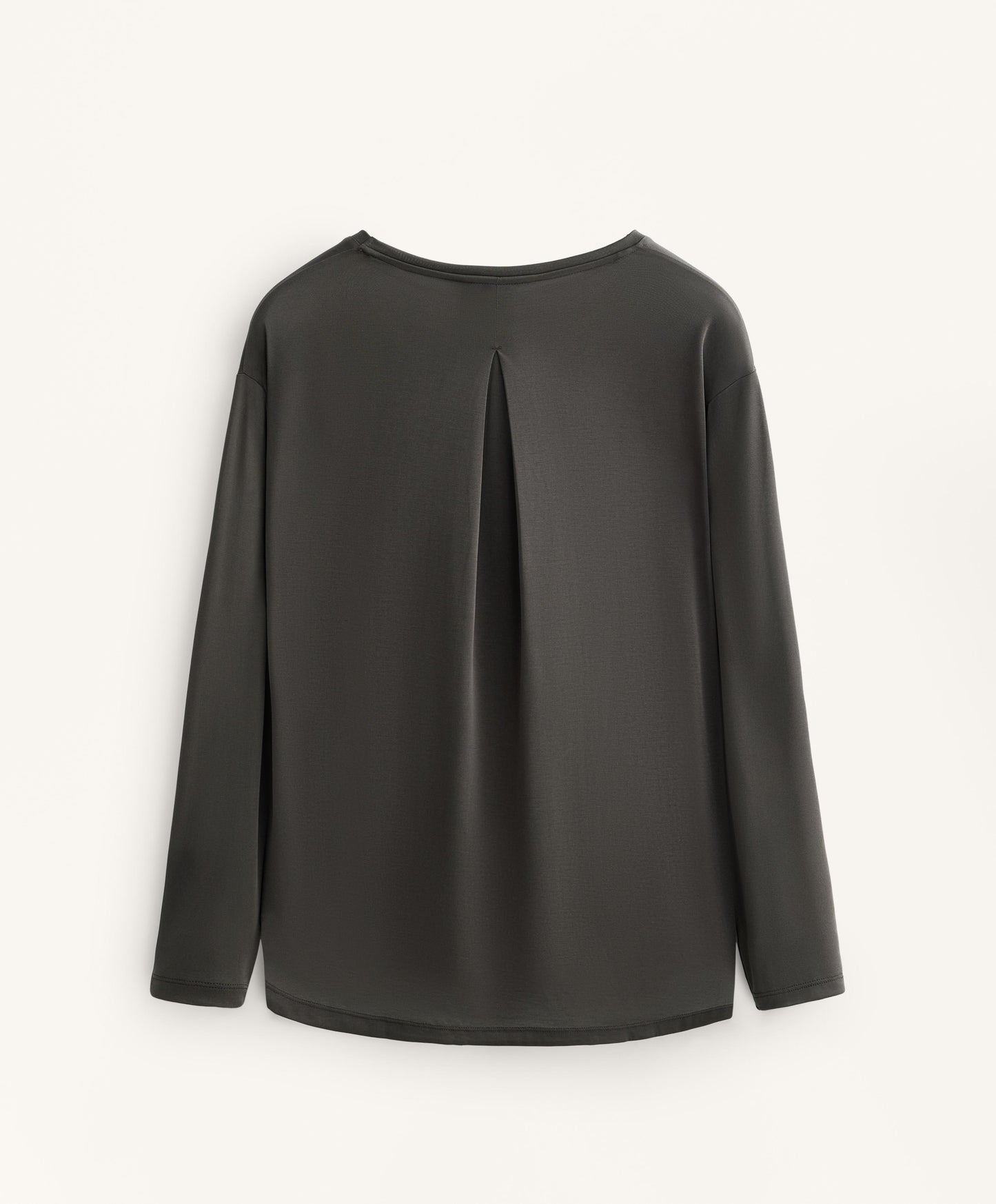 Long sleeve T-shirt with back pleat in a modal blend