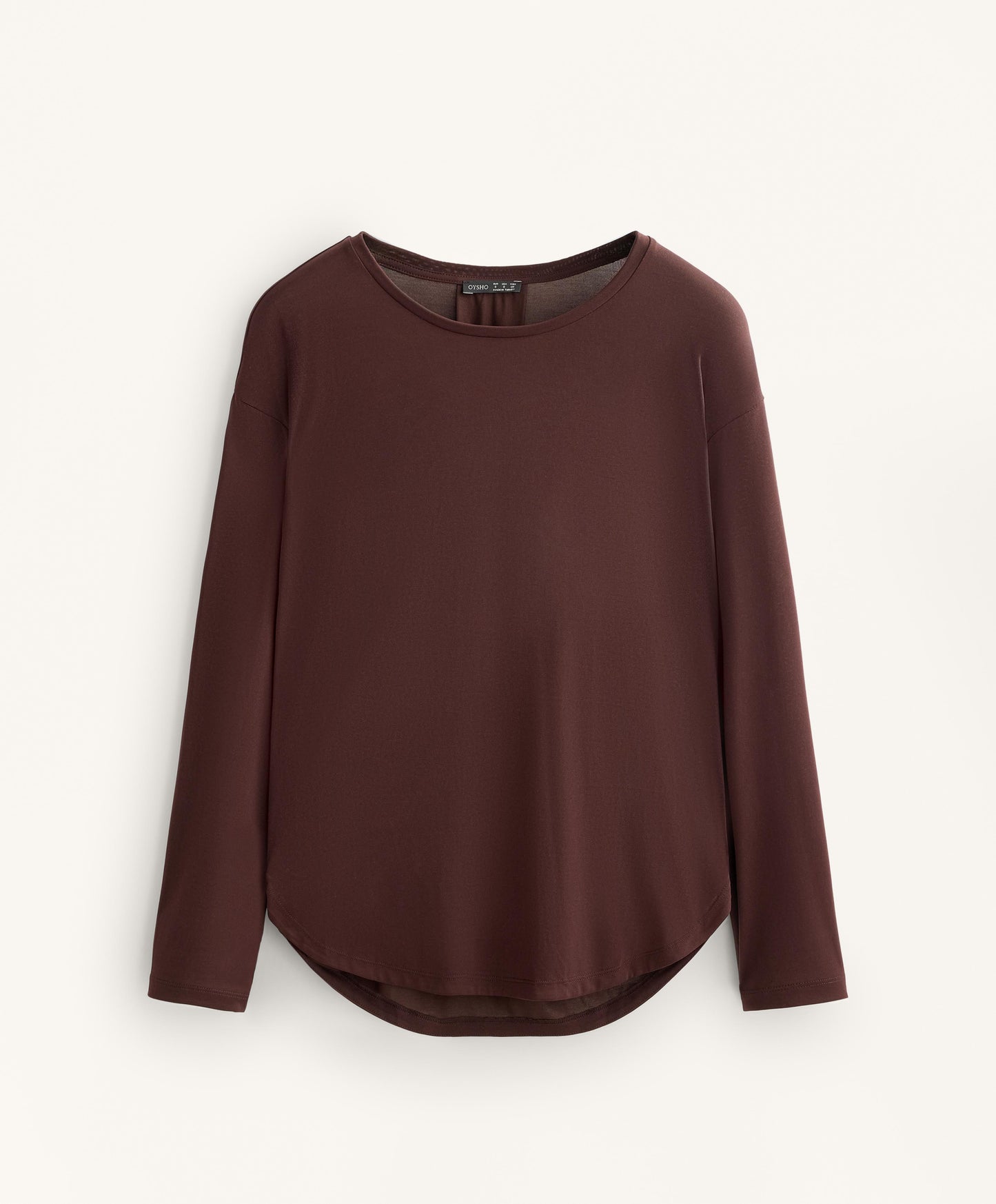 Long sleeve T-shirt with back pleat in a modal blend