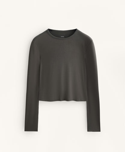 Cross-back cropped T-shirt with modal