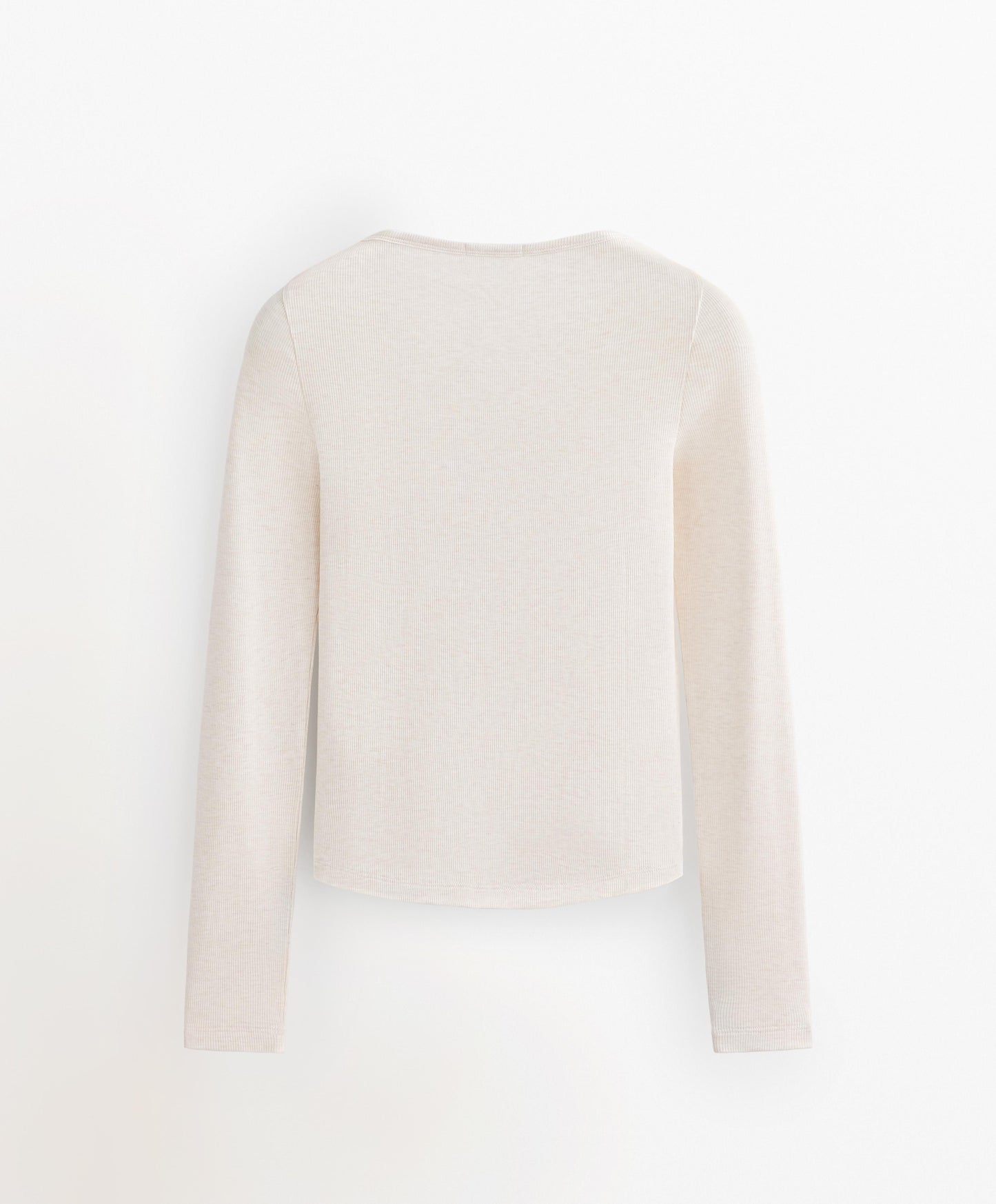 Long-sleeve button rib T-shirt with cotton and modal