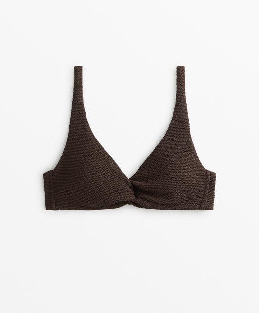 Crinkle halterneck bikini top