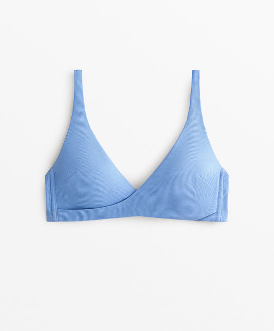 Piqu¨¦ crossover halterneck bikini top