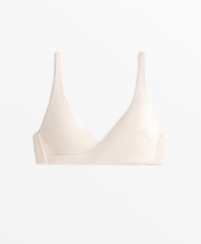 Piqu¨¦ crossover halterneck bikini top