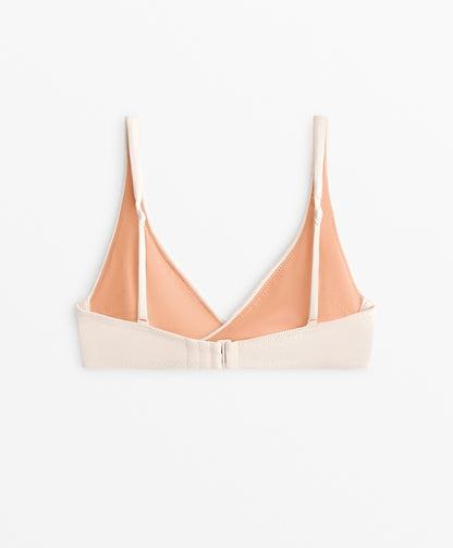 Piqu¨¦ crossover halterneck bikini top