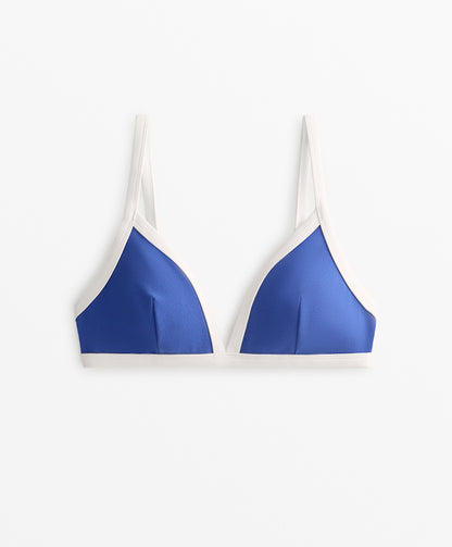 Contrast trim triangle bikini top