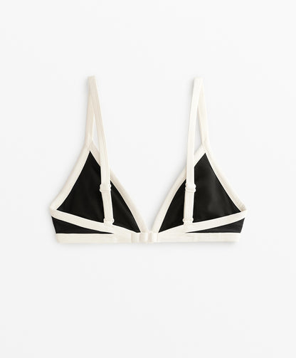 Contrast trim triangle bikini top