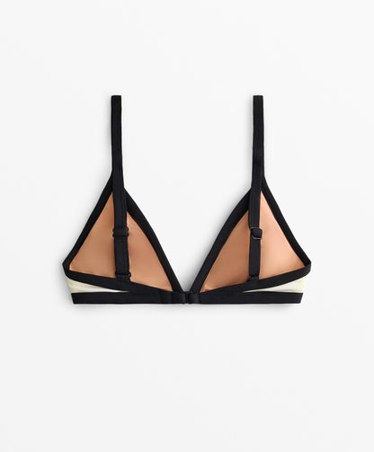 Contrast trim triangle bikini top