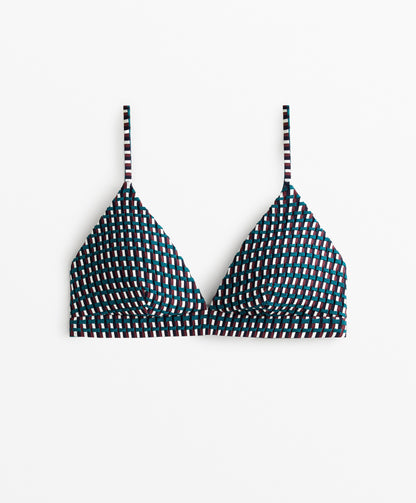 Three-colour jacquard triangle bikini top