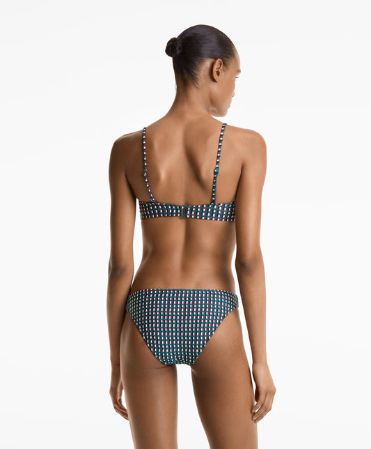 Three-colour jacquard triangle bikini top