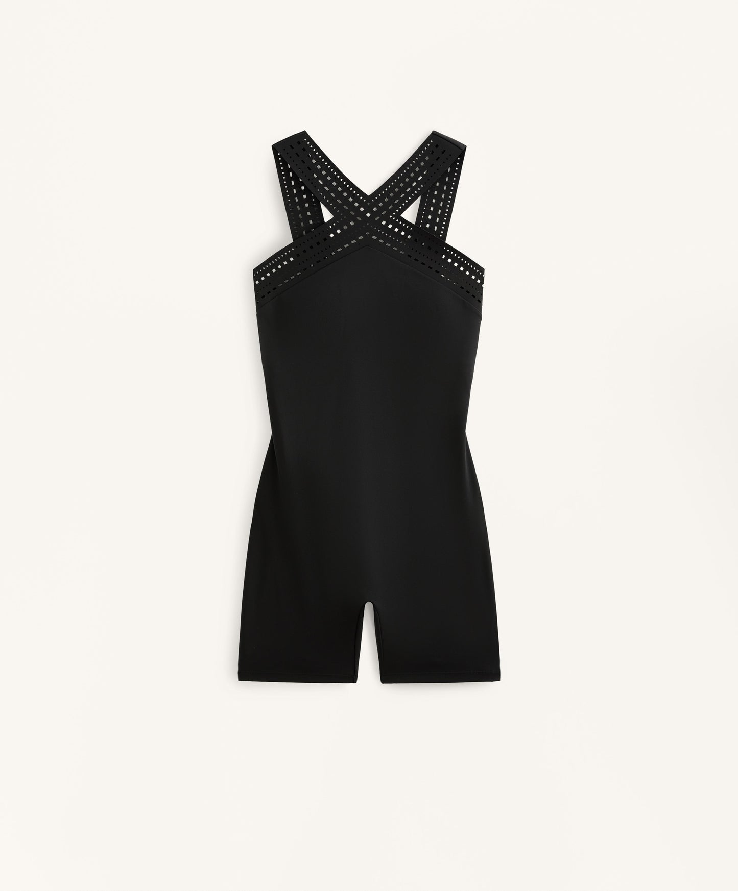 Compressive cutwork short jumpsuit