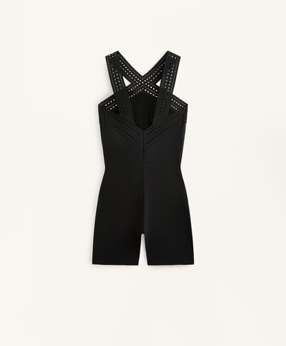 Compressive cutwork short jumpsuit