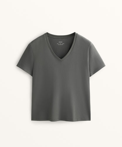 Cotton blend V-neck T-shirt