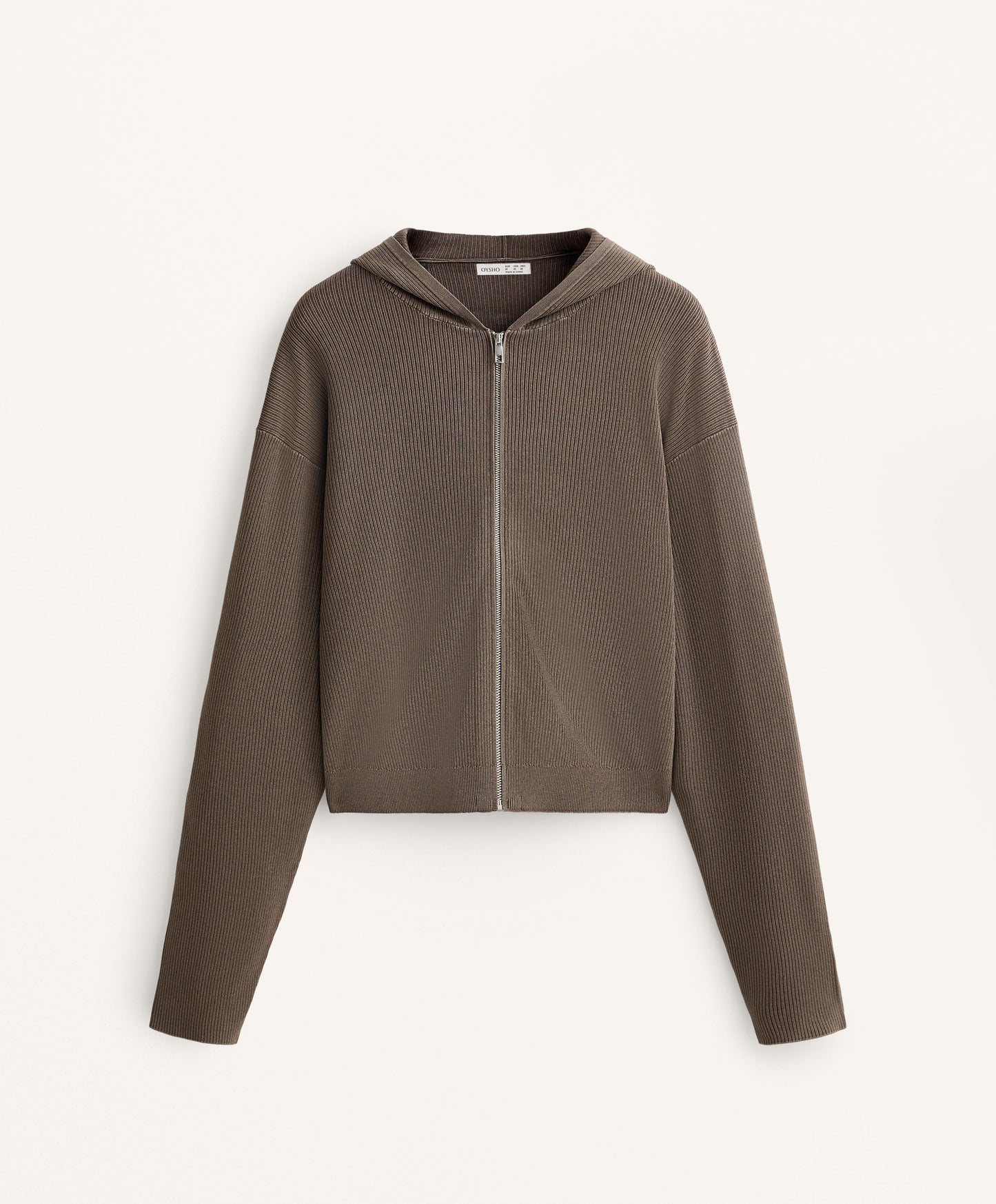 Hooded rib-knit jacket