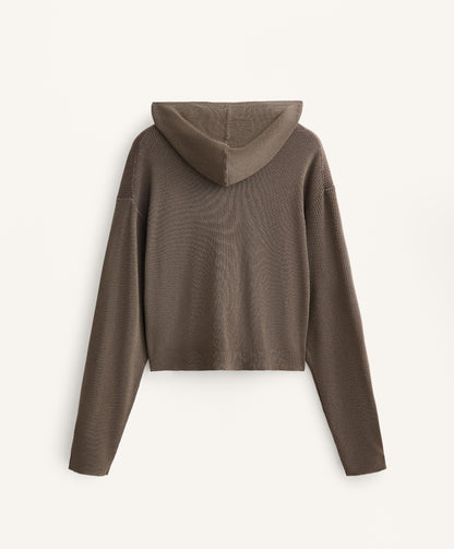 Hooded rib-knit jacket
