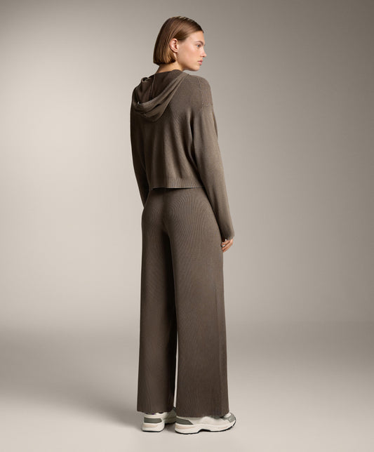 Hooded rib-knit jacket