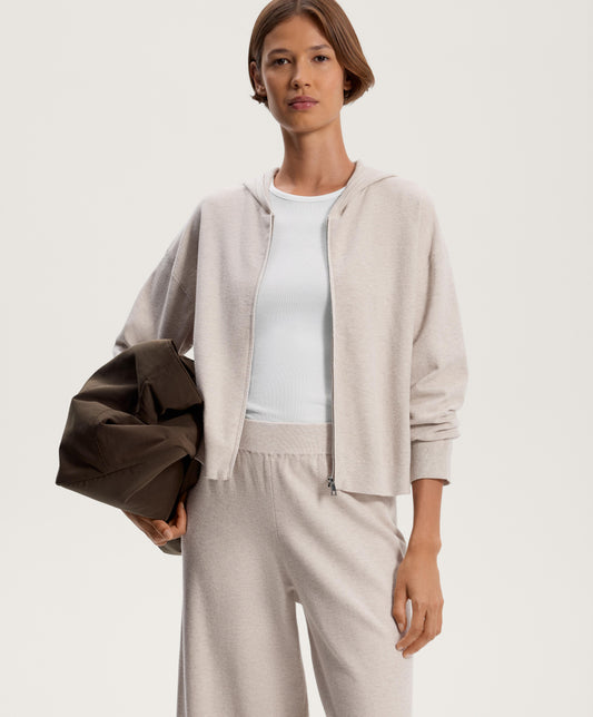 Hooded piqu¨¦ knit jacket