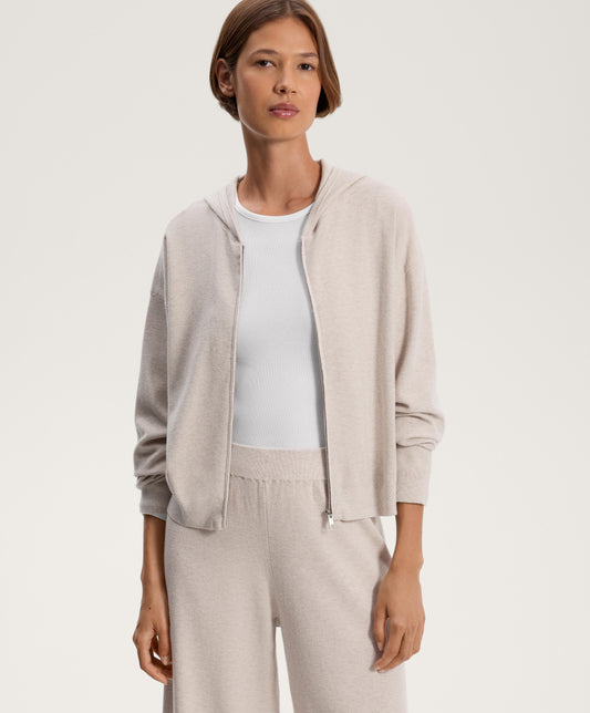 Hooded piqu¨¦ knit jacket