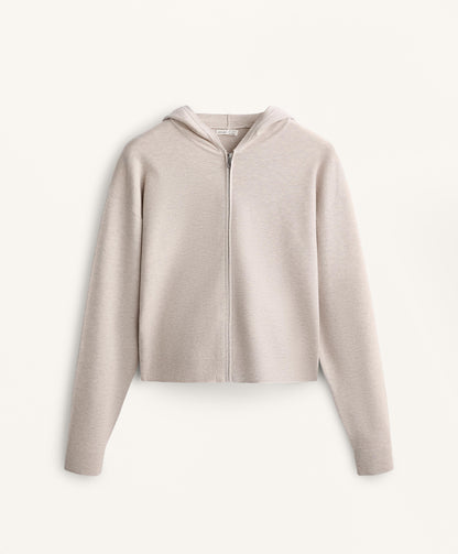 Hooded piqu¨¦ knit jacket