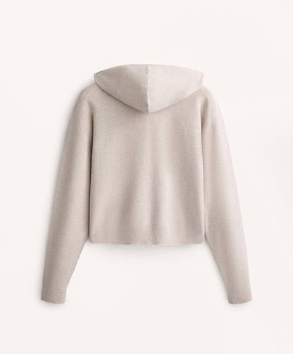 Hooded piqu¨¦ knit jacket