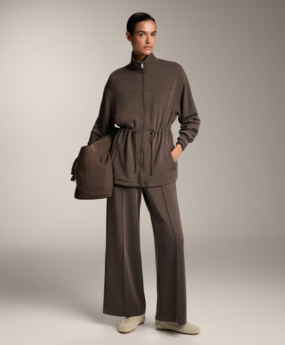 Straight-leg soft-touch modal trousers with crease