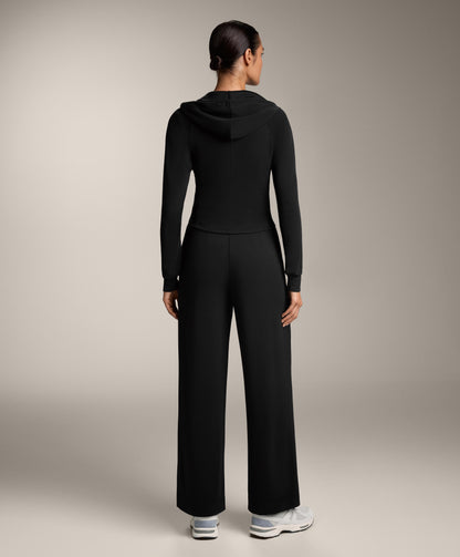 Straight-leg soft-touch modal trousers with crease