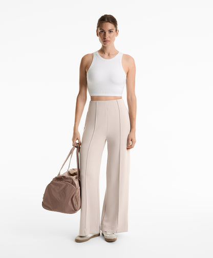 Straight-leg soft-touch modal trousers with crease