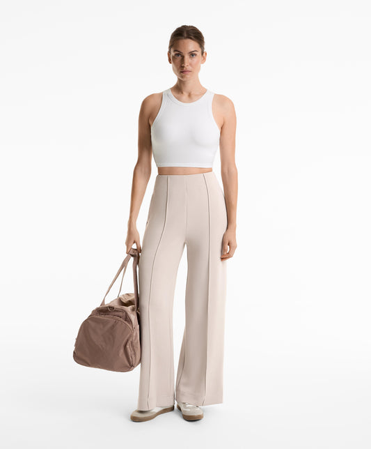 Straight-leg soft-touch modal trousers with crease