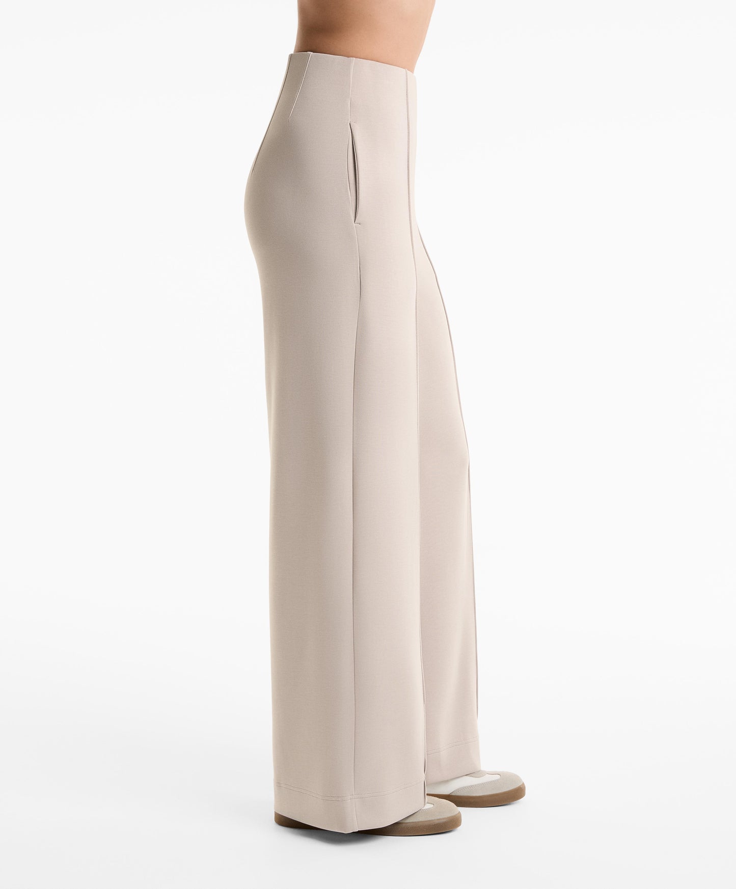 Straight-leg soft-touch modal trousers with crease