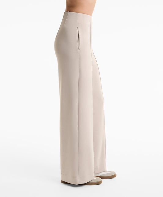 Straight-leg soft-touch modal trousers with crease