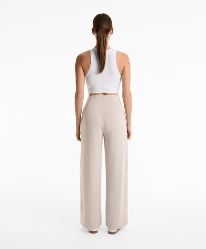Straight-leg soft-touch modal trousers with crease