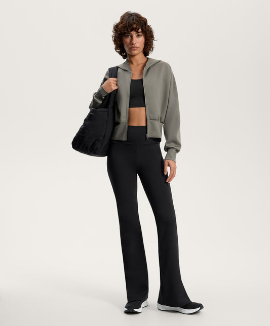 Comfortlux high-waisted flared trousers with split hem