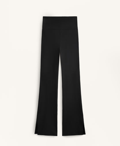 Comfortlux high-waisted flared trousers with split hem