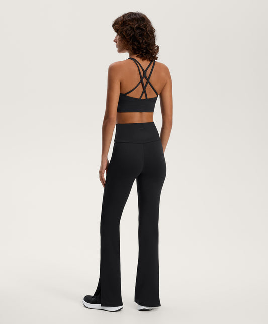 Comfortlux high-waisted flared trousers with split hem