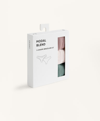 3 modal blend V-cut Brazilian briefs